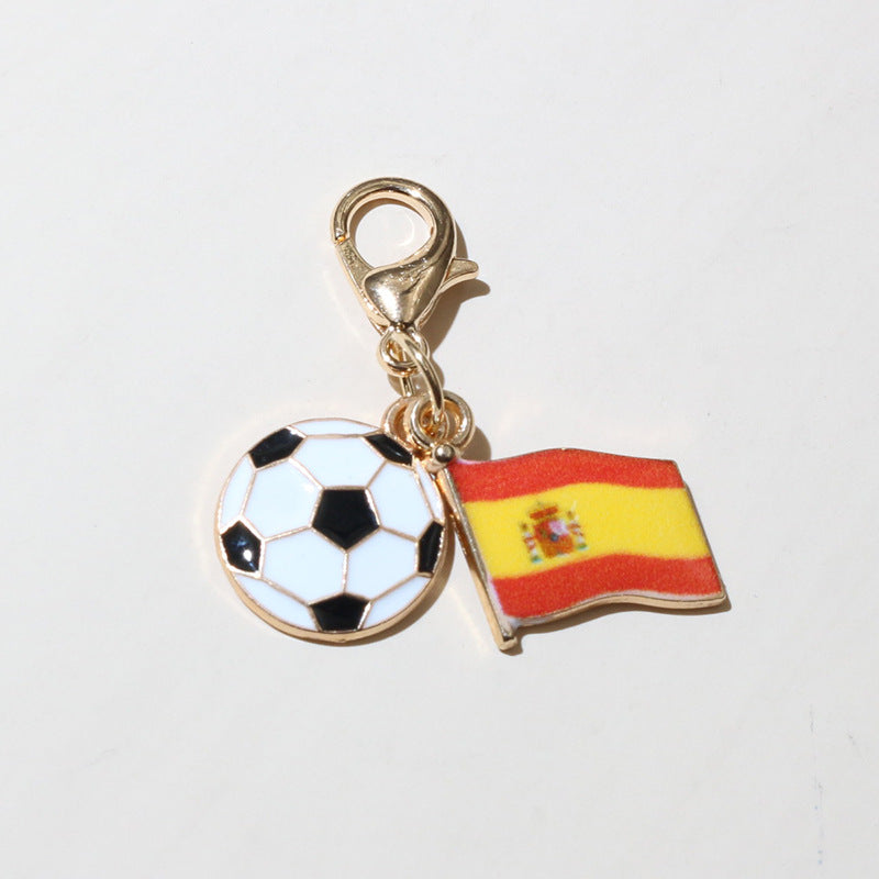 Wholesale Zinc Alloy Soccer Flag Charm Keychain Pendant for DIY Jewelry Making Boutique Resale