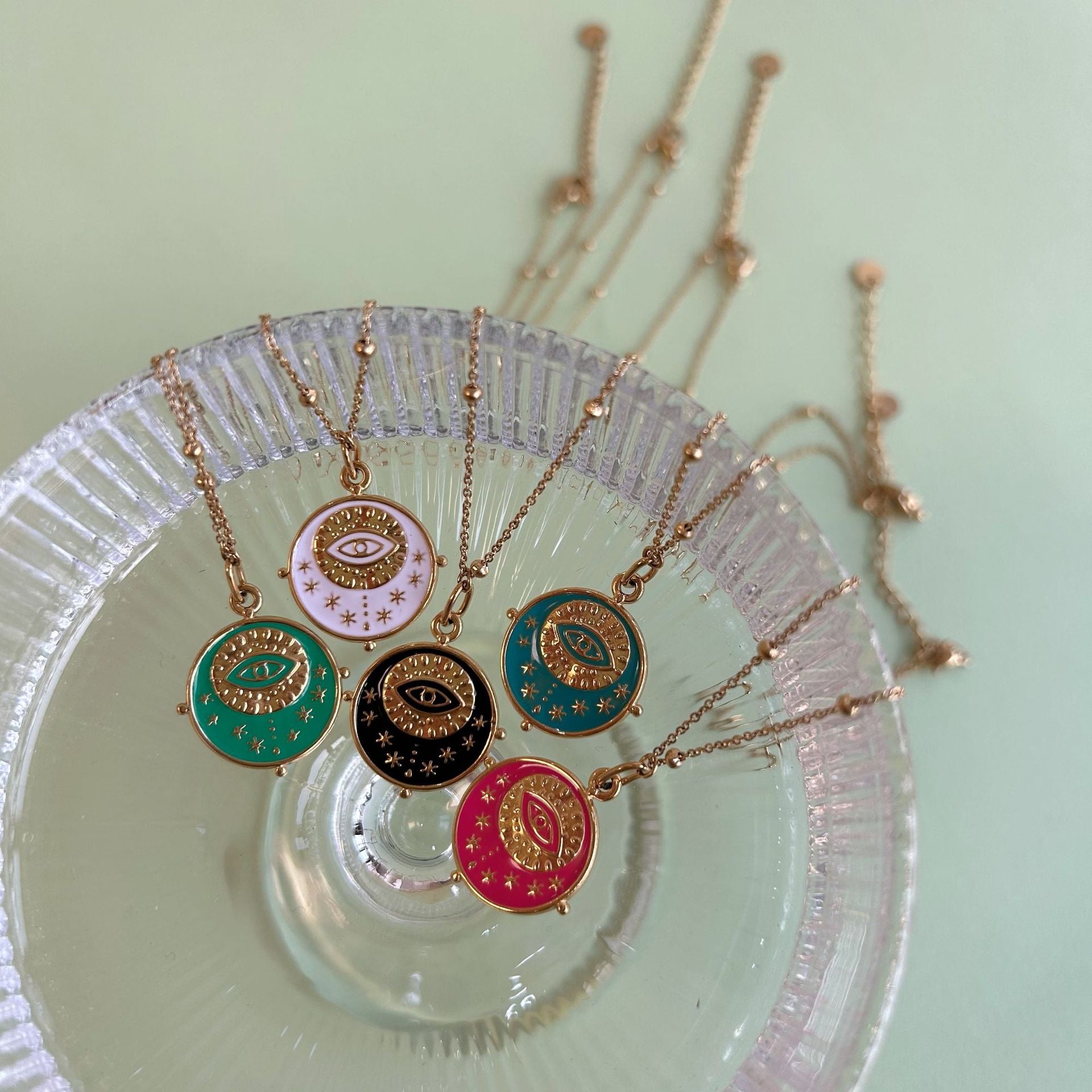 Wholesale Cross Border Fashion Round Color Stainless Steel Tarot Necklace