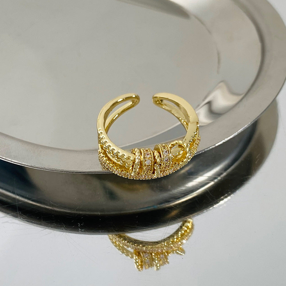 Wholesale zircon worry-free multi-layer  opening adjustable  ring