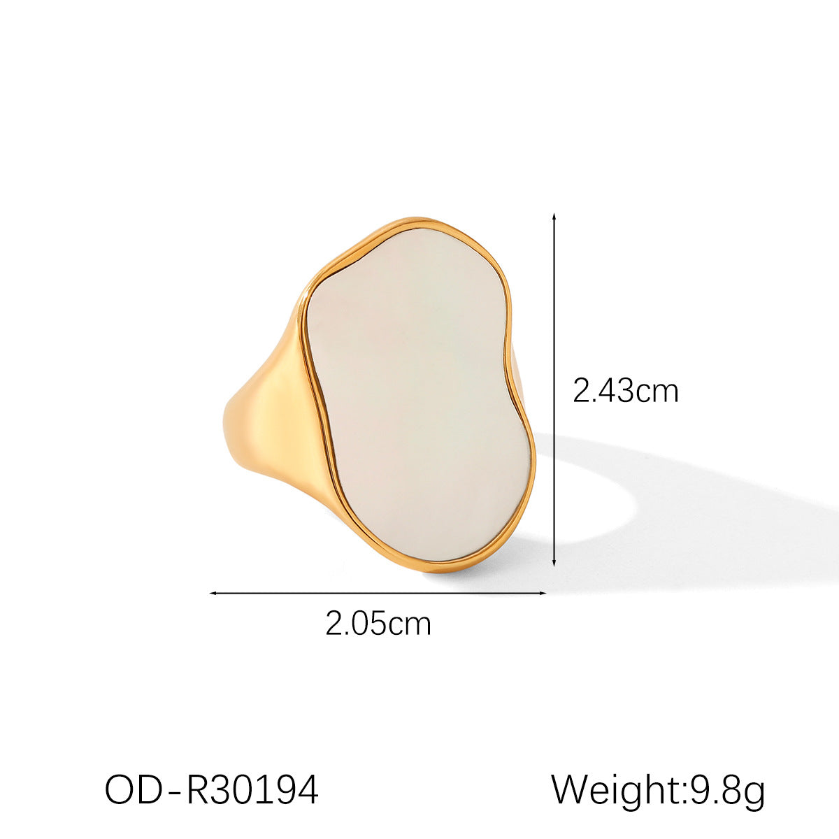 Wholesale  fashion jewelry  inlaid white shell gold-plated titanium steel ring