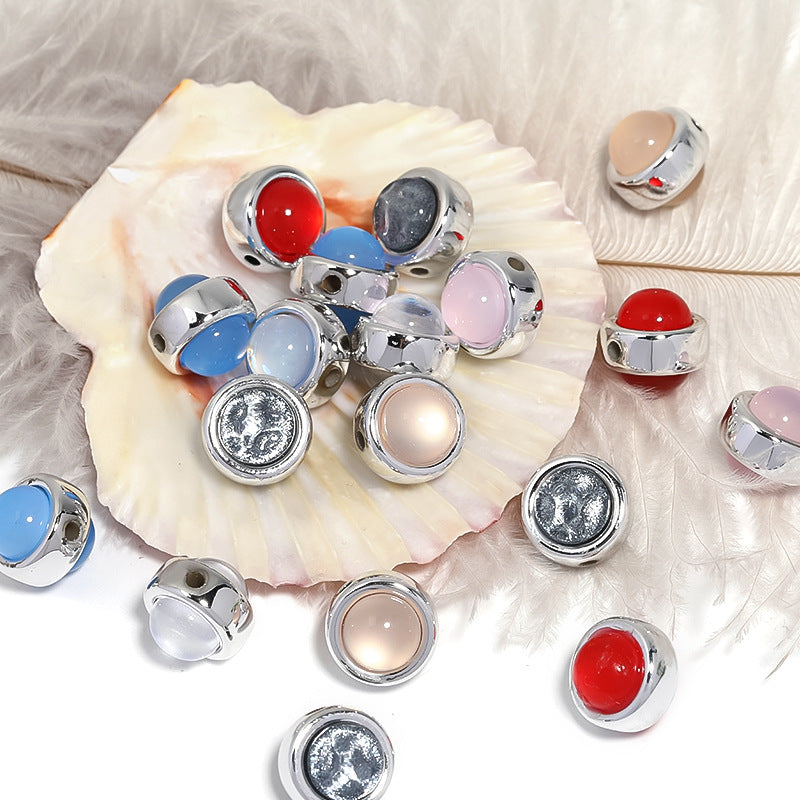 Wholesale 100pcs 12mm Colorful Double-sided Resin Cat's Eye Beads DIY Accessories ACC-BDS-BLG065