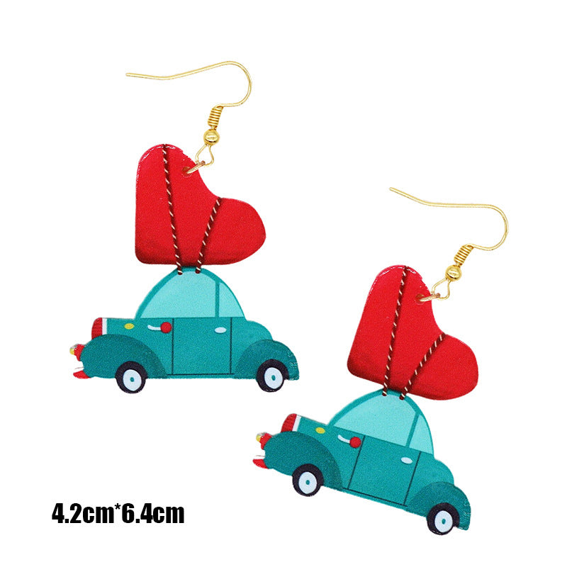 Wholesale Love Heart Long Acrylic Valentine's Day Earrings