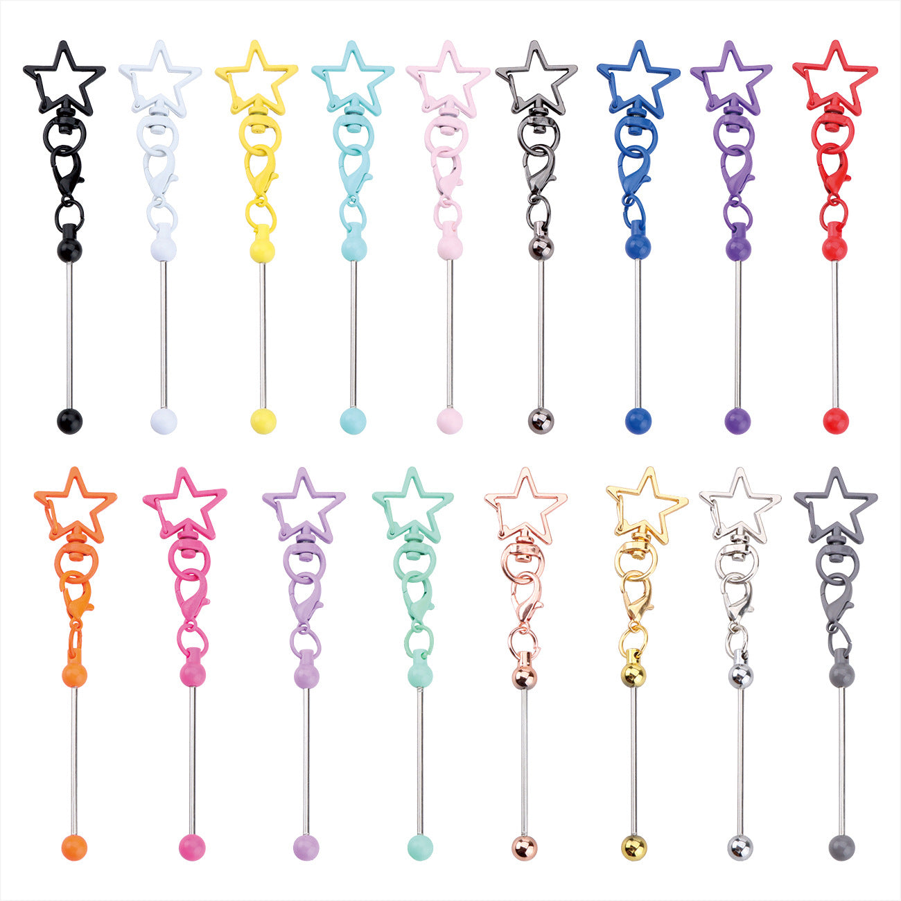 Wholesale Creative DIY  Five-Pointed Beadable  Keychain