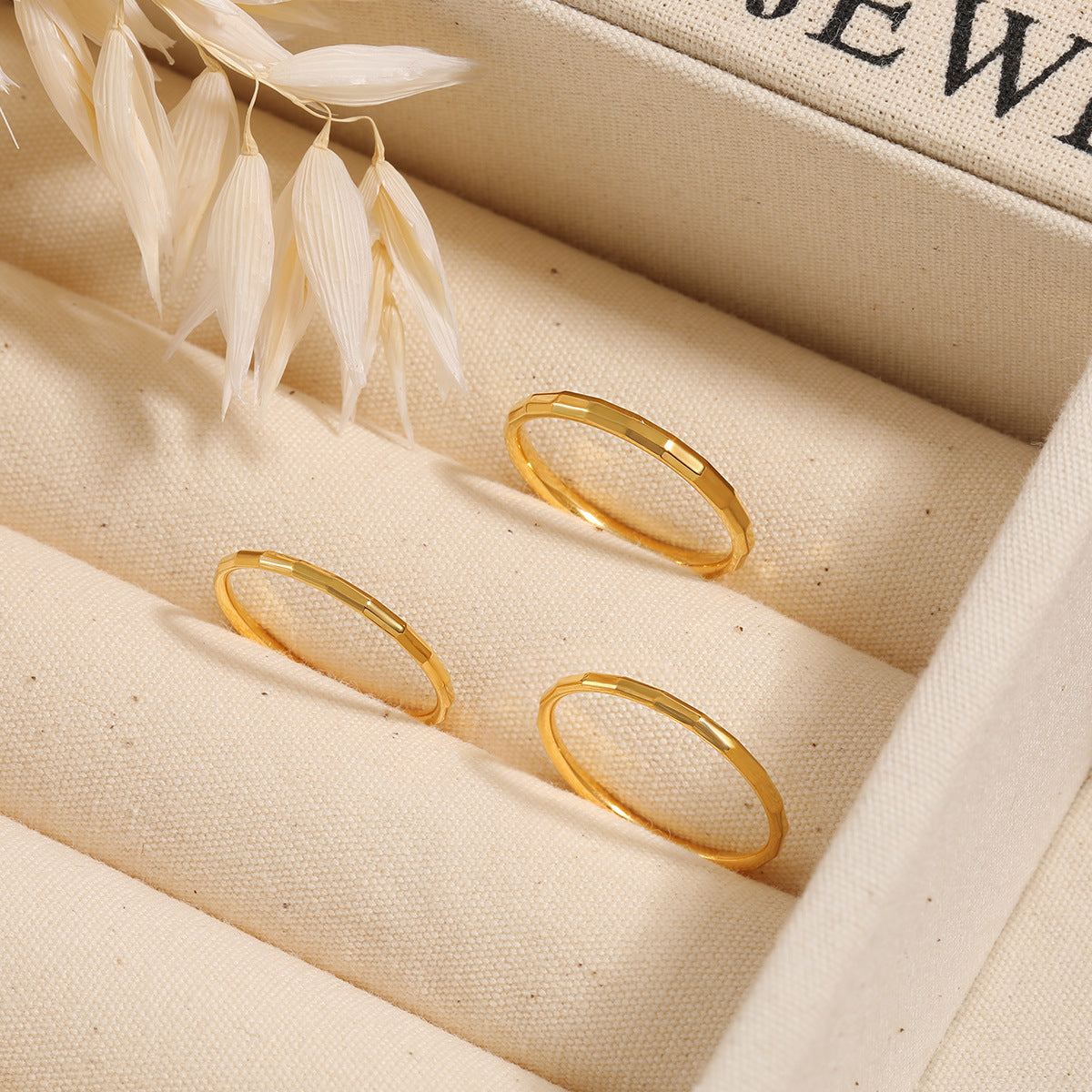 Wholesale  Three Row Bamboo Ring Fashionable Titanium Steel Gold Ring