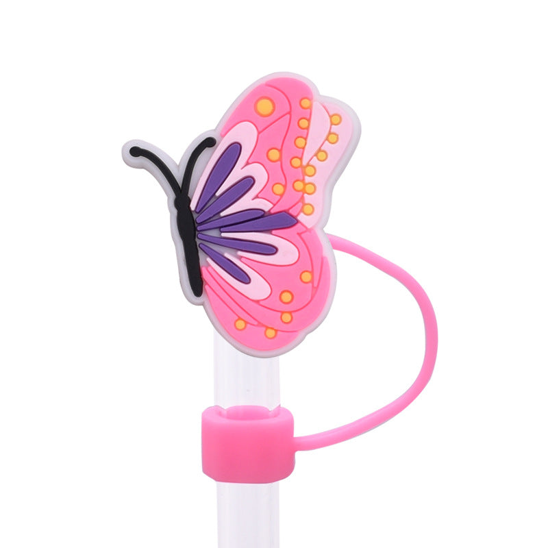 Wholesale Random 100pcs Butterfly Series 8/10mm PVC Soft Straw Tube Cap