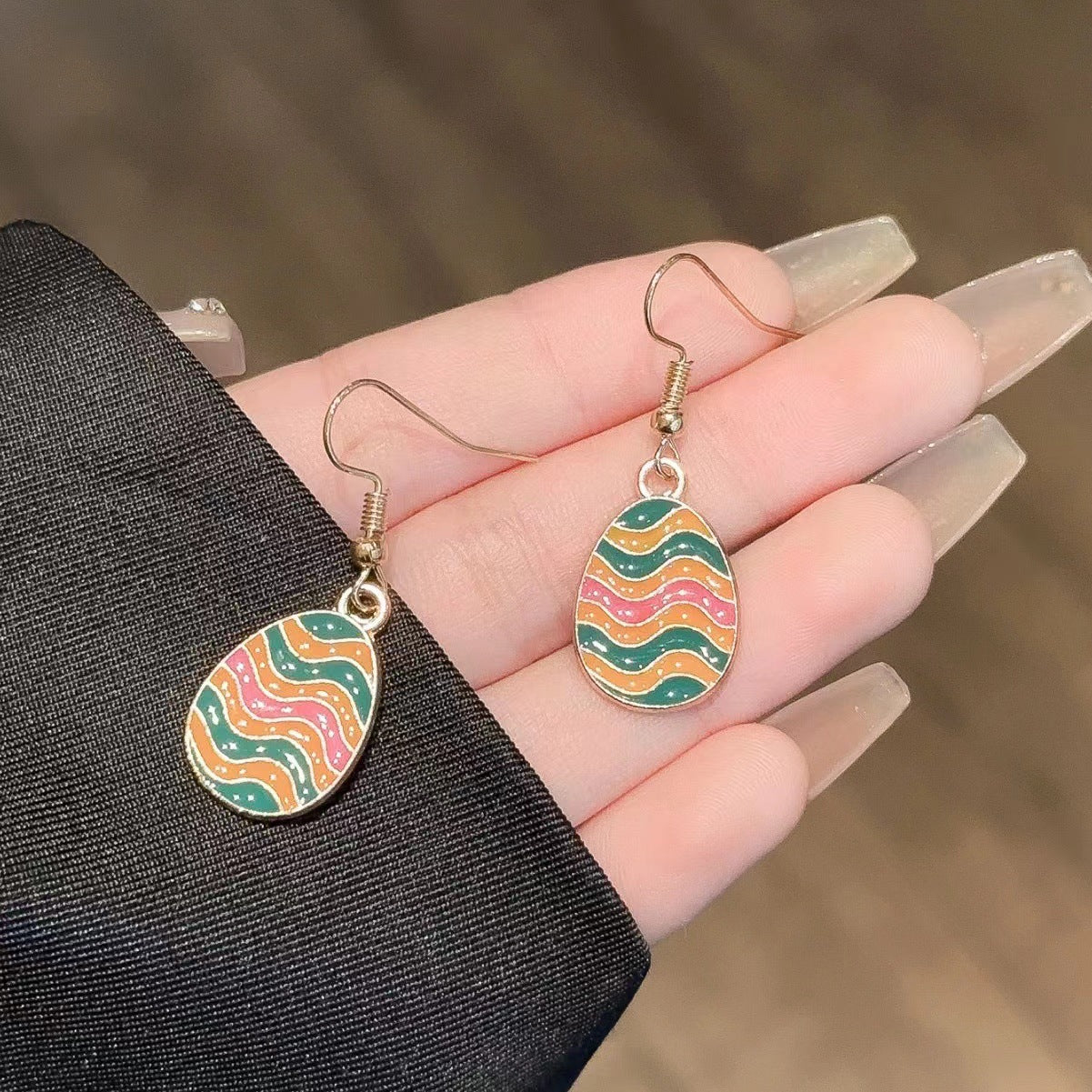 Wholesale Cartoon Cute Bunny Easter Egg Carrot Earrings