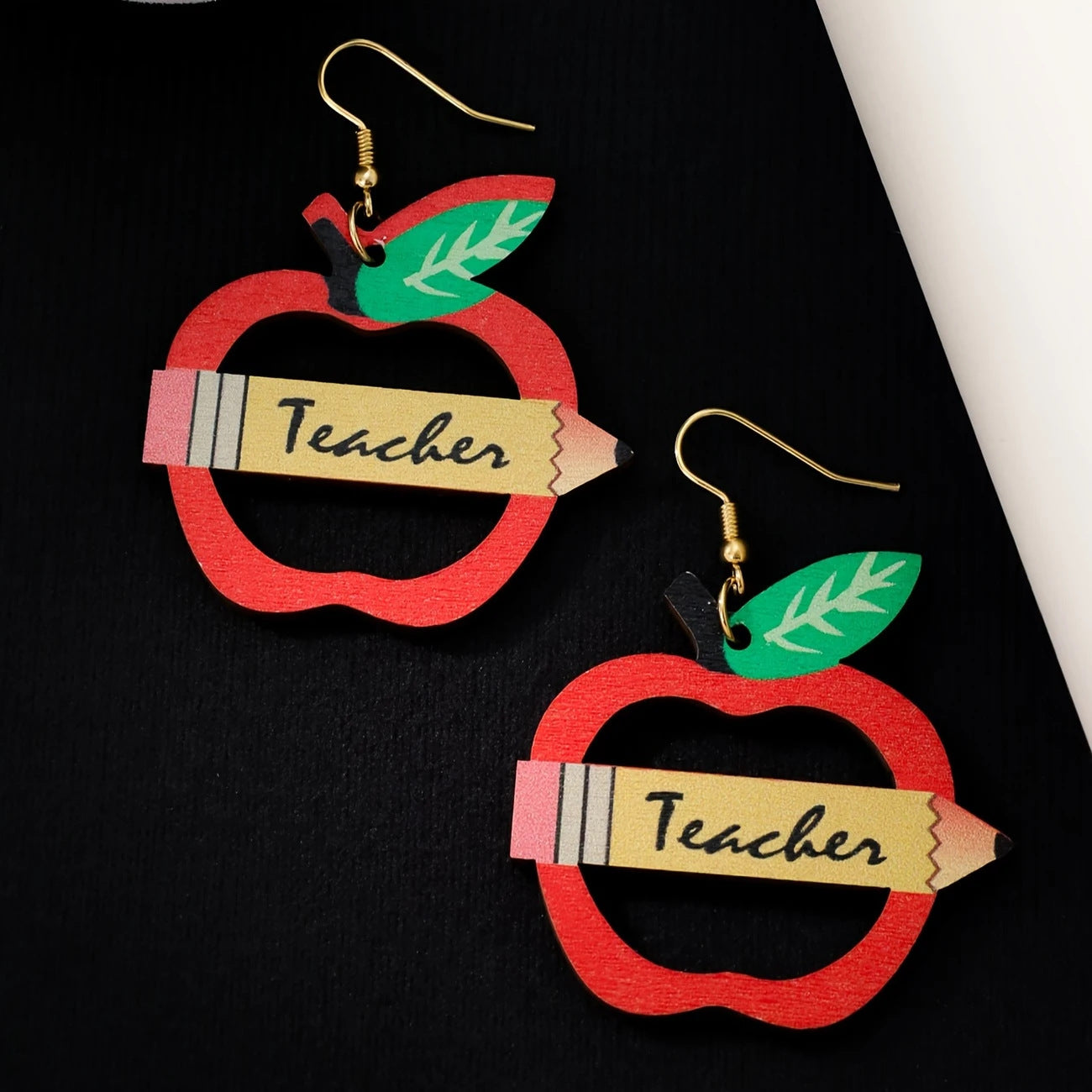 Wholesale  Apple-Shaped Pencil Design Teacher's Day Earrings