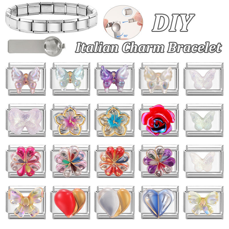 Wholesale Italian Charm Bracelet 9mm DIY Splicing Cute Creative Stainless Steel Composable Bracelet