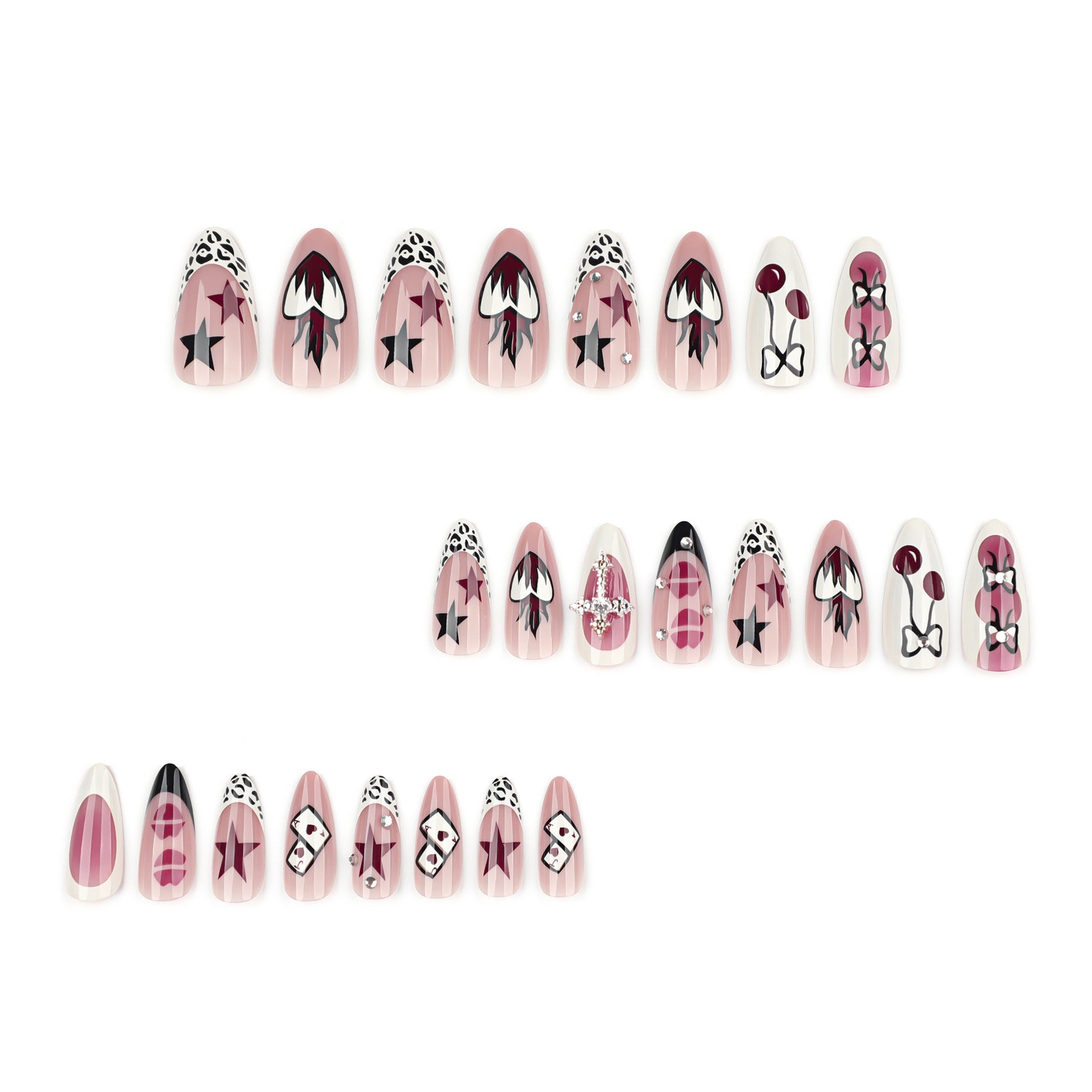 Wholesale 24 Pieces/box Black and Red Cross Nails Kits Nail Stickers