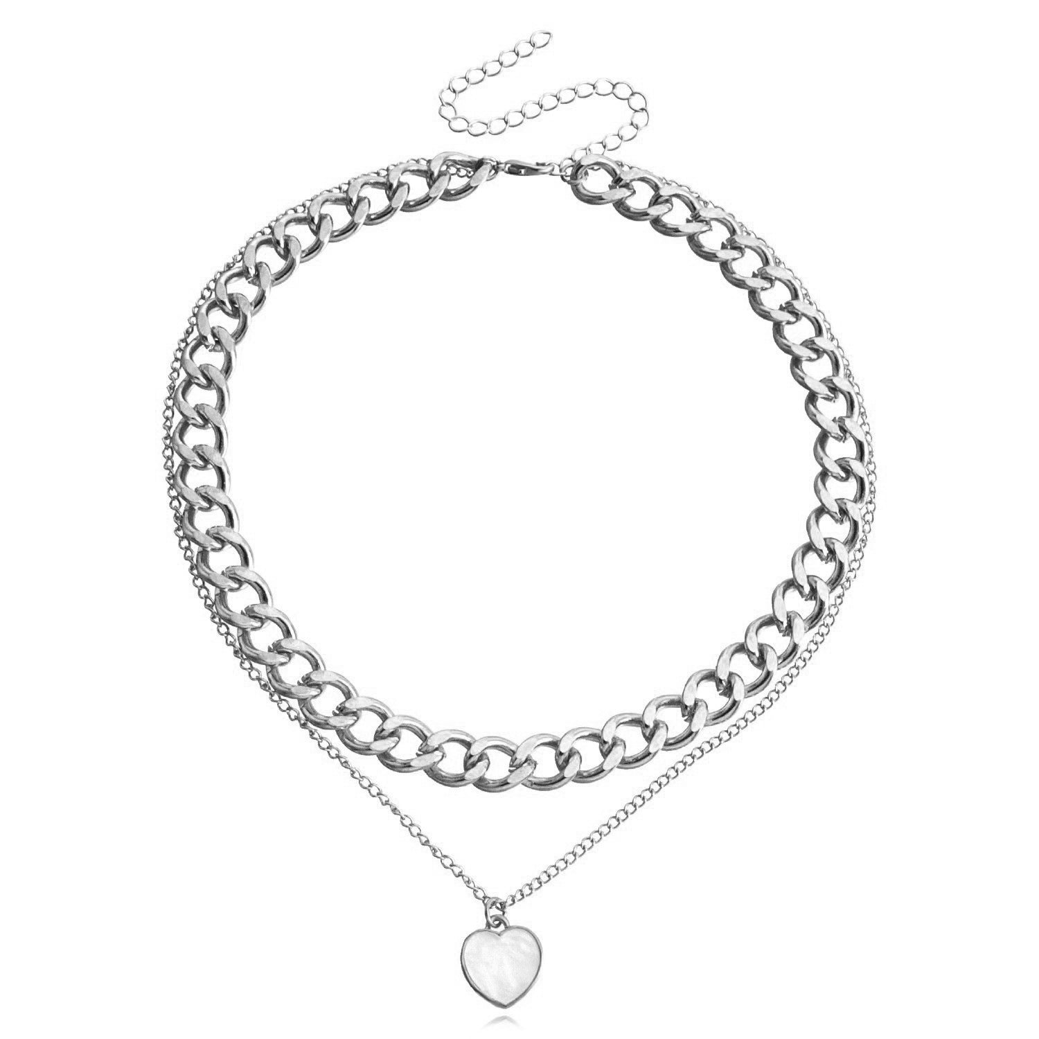 Wholesale Double Layer Geometric Round White Mother-of-pearl Pendant Necklace Choker Necklace ACC-NE-Miaosi007