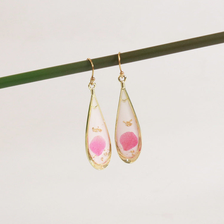 Wholesale 6pcs/pack Herbarium Resin Colored Dried Flower Earrings