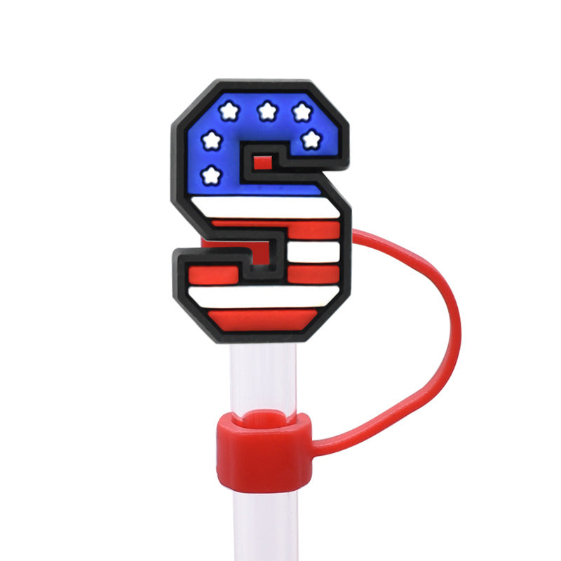 Wholesale Random 100pcs Independence Day Series PVC Soft Straw Tube Cap