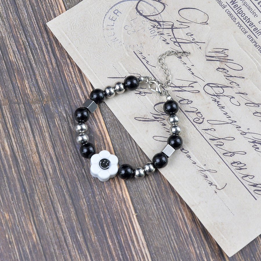 Wholesale Trendy Face Beaded Bracelet Antique Silver Punk Hip Hop Boutique Resale Jewelry