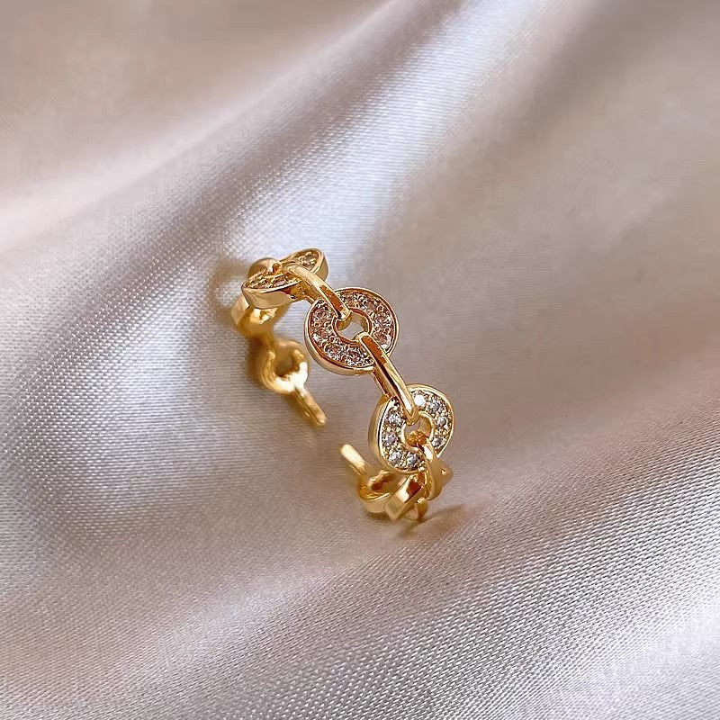 Wholesale Copper Electroplated Fashion Ring with Coin Design,  Trendy Everyday Wear Adjustable Open Ring for Women