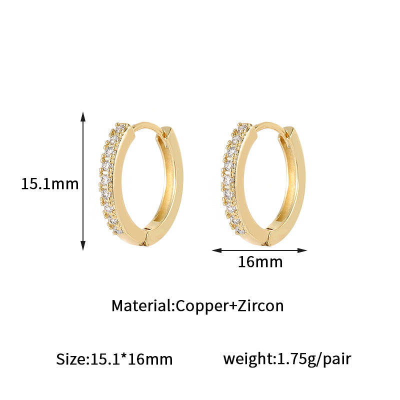Wholesale circle diamond ear ring zircon ear buckle  light luxury  earrings