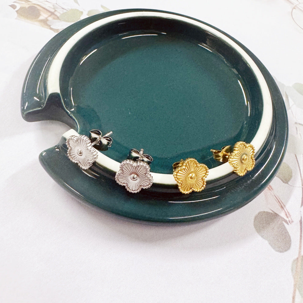 Wholesale 9MM Titanium Steel Five-leaf Clover Bracelet Earrings Necklaces ACC-BT-QianHui006