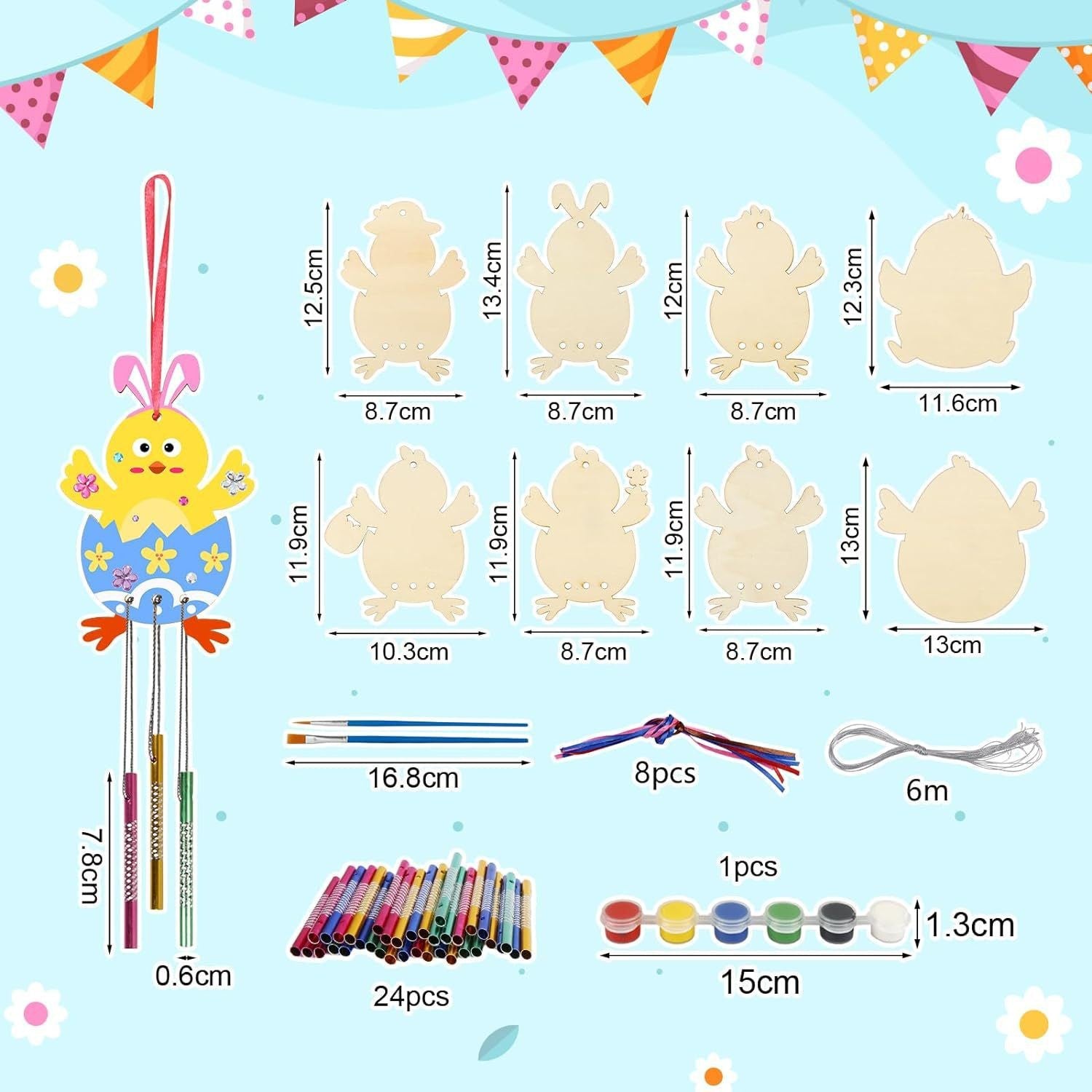 Wholesale Easter suit Wind Bell DIY Wooden Easter Set