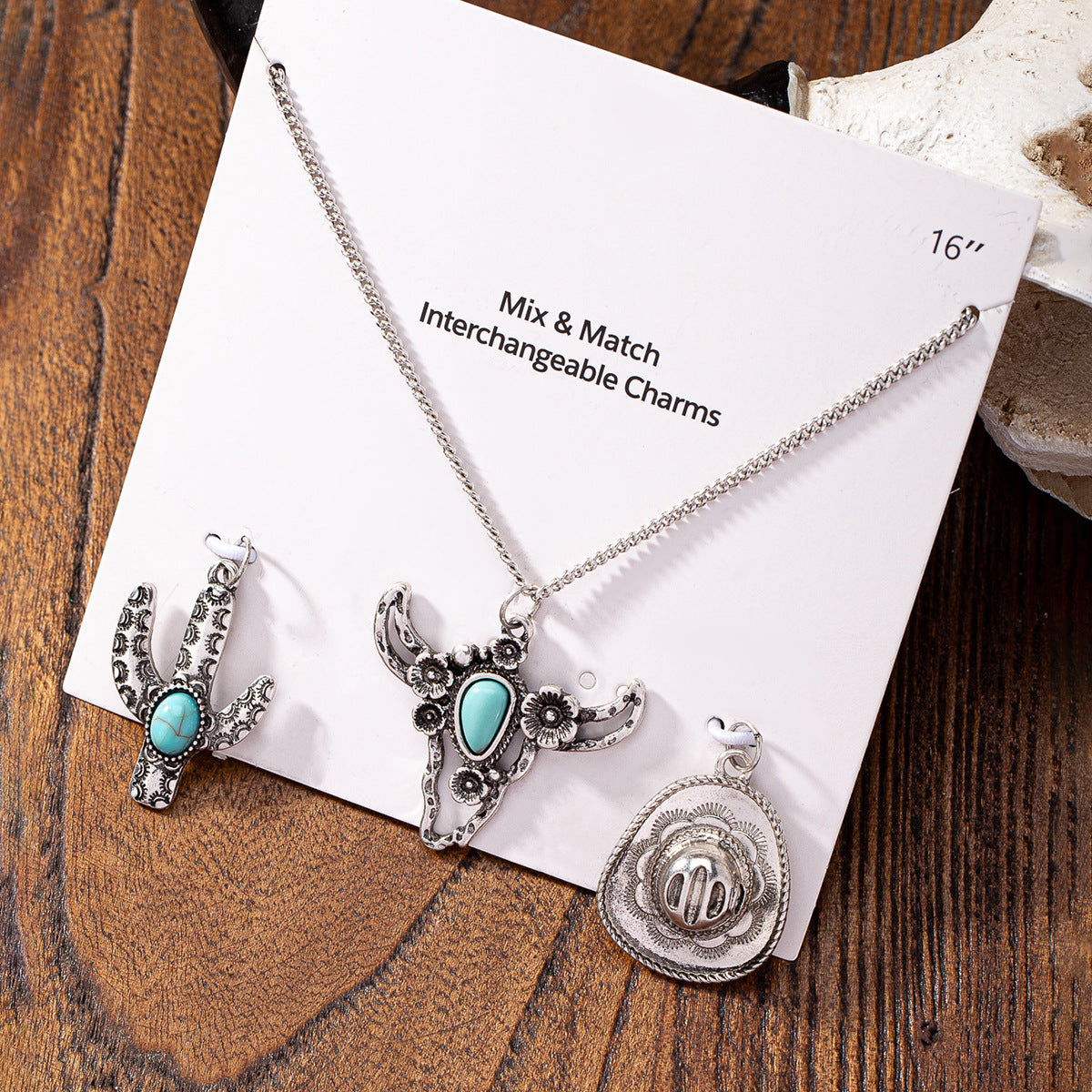 Wholesale 5pcs Western style cactus replaceable pendant necklace