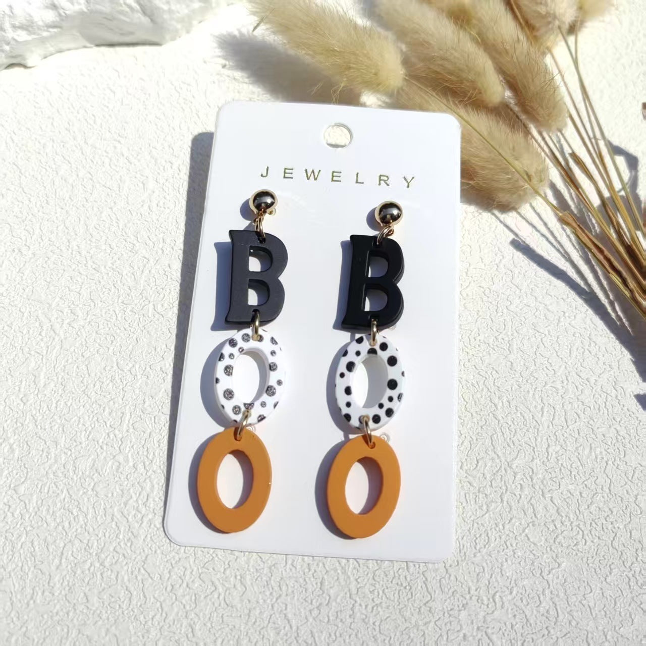 Wholesale  Boo Ghost Witch Hat Zebra Print Acrylic Earrings Party Gift