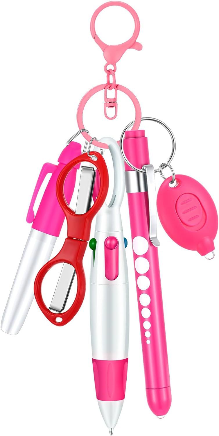 Wholesale Nurse Pen Set Flashlight Foldable Scissors Ballpoint Pen Keychains Set ACC-KC-XinDing004