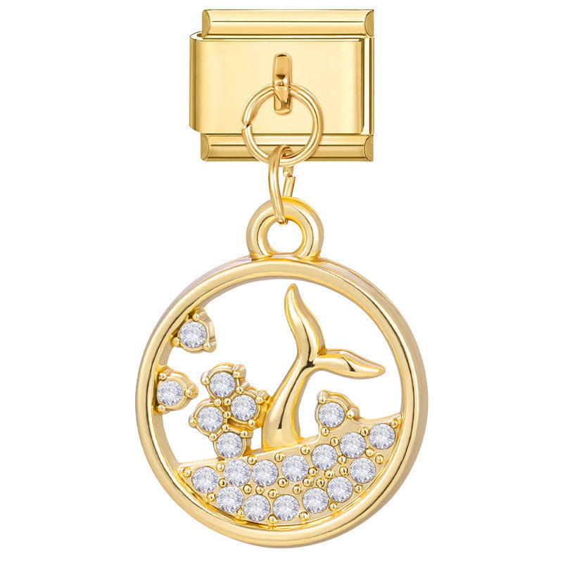 Bracelet de charme italien en gros 9 mm DIY Splicing Gold Star Heart Titanium Steel Bracelet composable