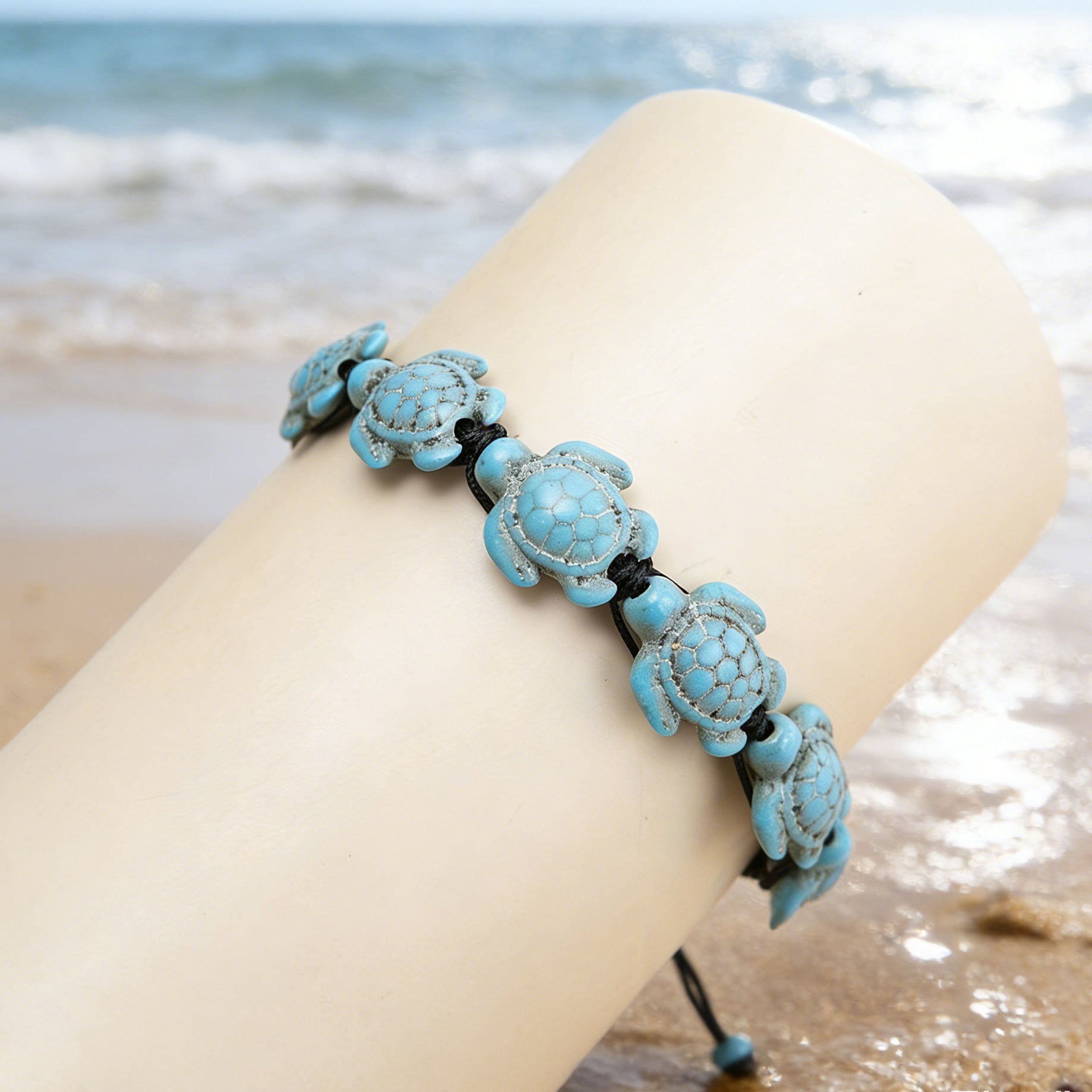 Wholesale Bohemian Style Turquoise Turtle Hand-woven Beach Bracelet