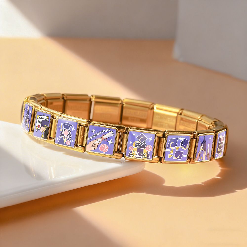 Wholesale Stainless Steel Graduation DIY Charm Bracelet Jewelry Accessory Gift for Students