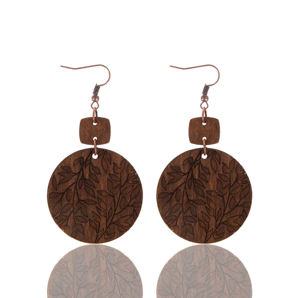 Wholesale Harvest Season Vintage Distinctive Round Wood Pieces Earrings