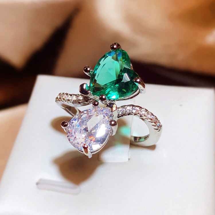 Wholesale  light luxury  all-match diamond heart-shaped ring