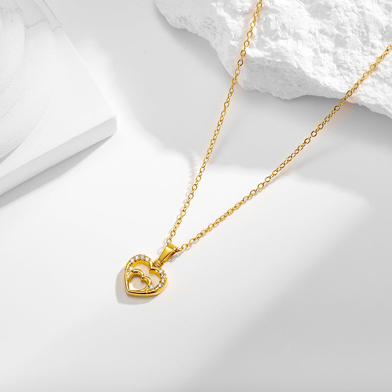 Wholesale love necklace earrings ring titanium steel set