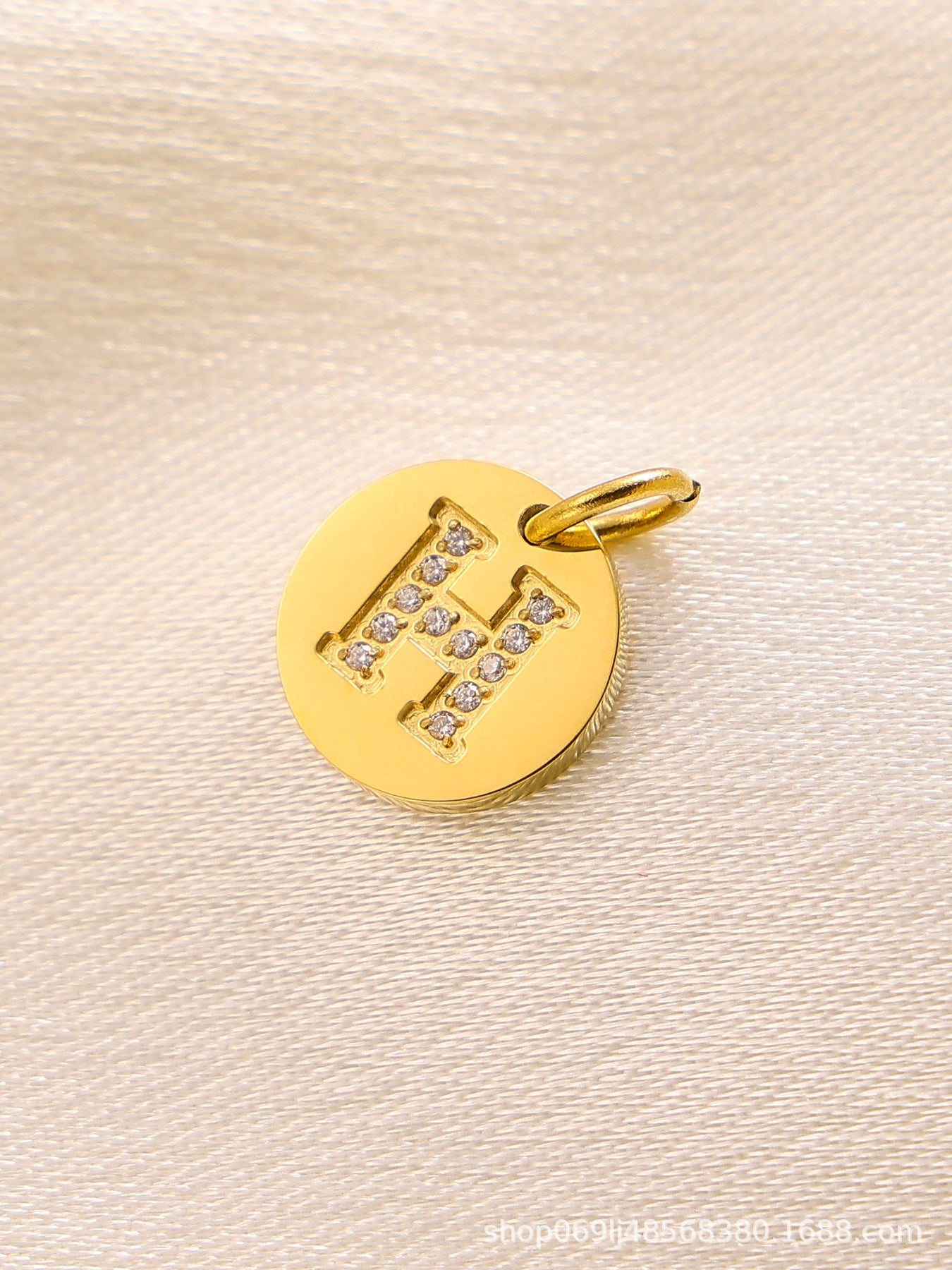 Wholesale  14K Round Brand Diamond Letter  Stainless Steel Pendant