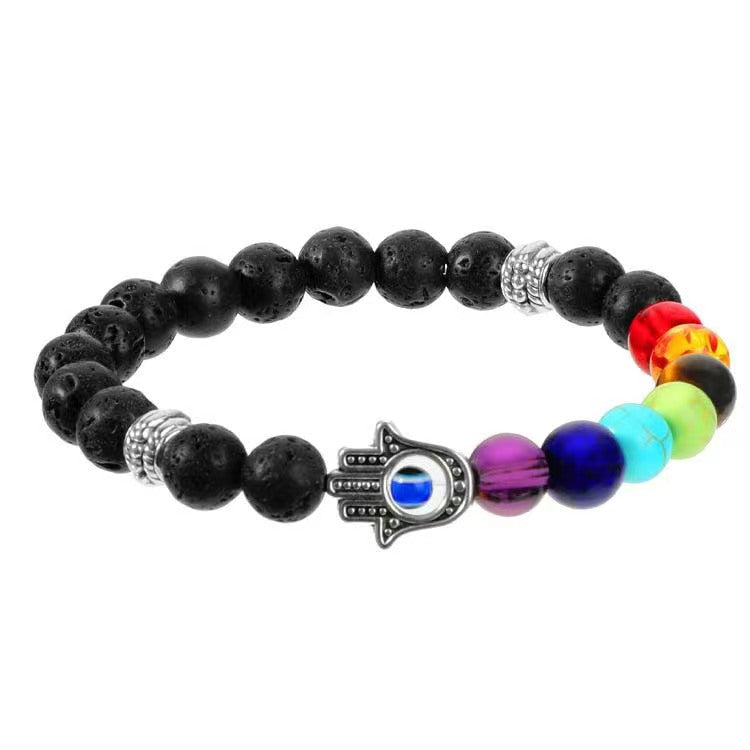 Wholesale Lava Volcanic Stone Leather Colorful Natural Stone Bracelet ACC-BT-Ceya003