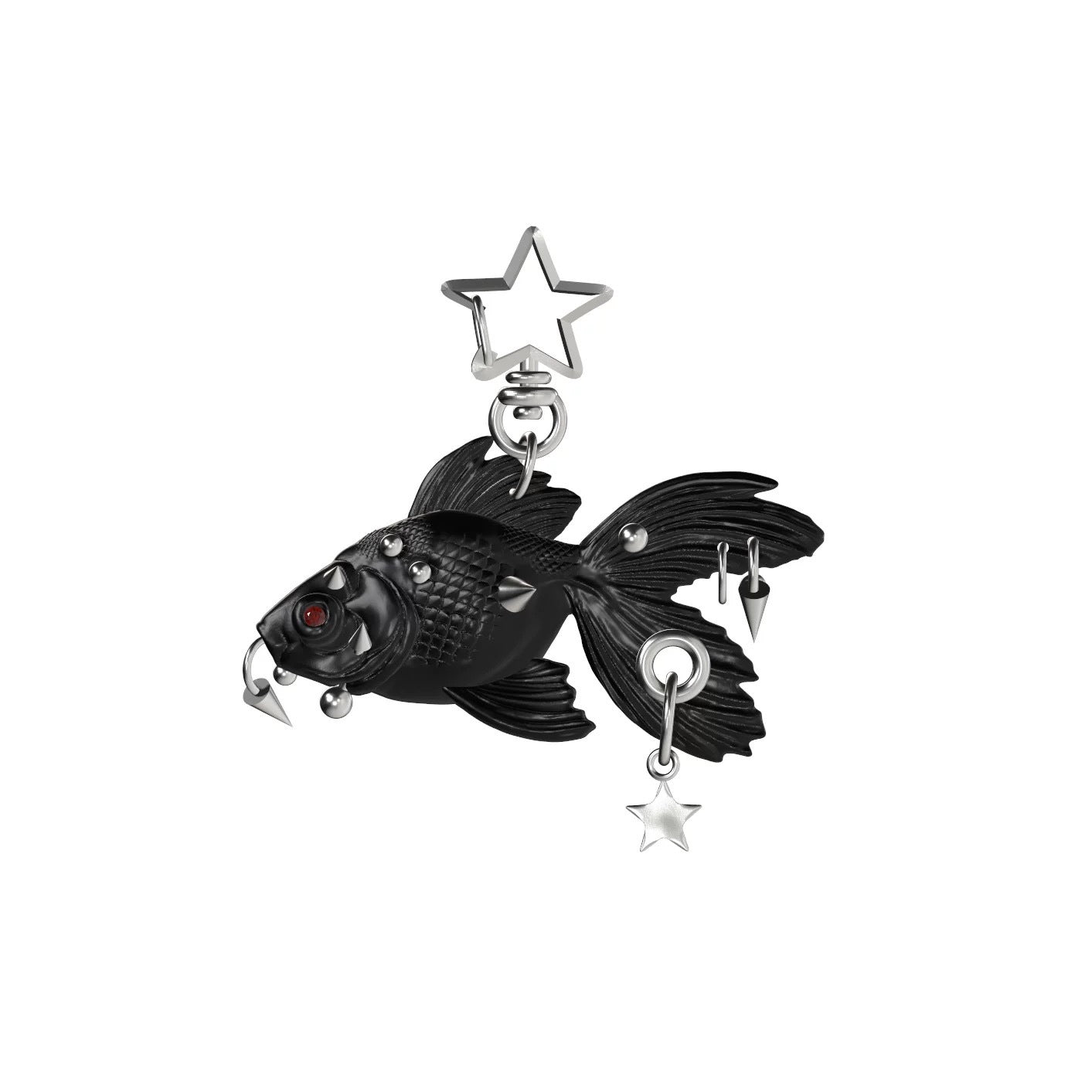 Wholesale 3D Punk Goldfish Keychain Black Resin Bag Charm Fashion Accessory Gift For Everyday Use