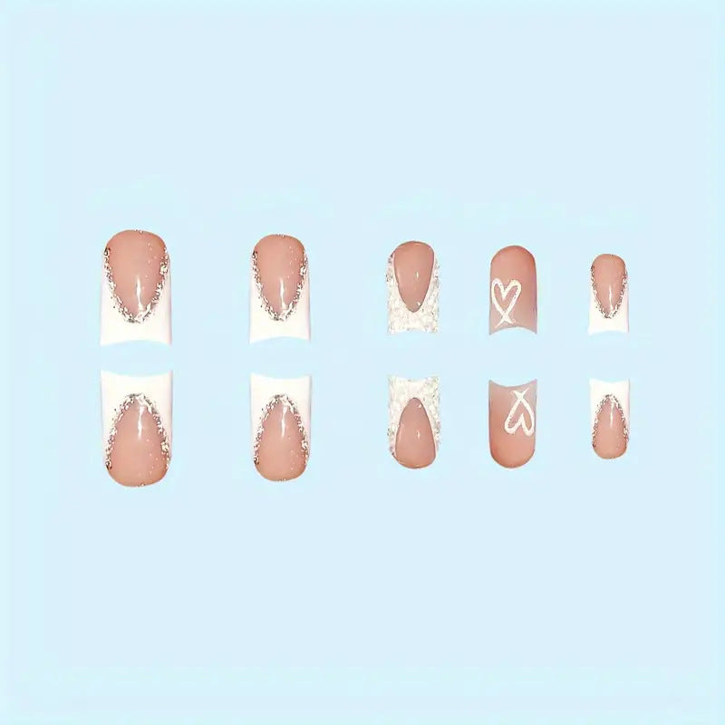 Wholesale 24 Pieces/box Heart Sparkling Rhinestone Nails Kits Nail Stickers