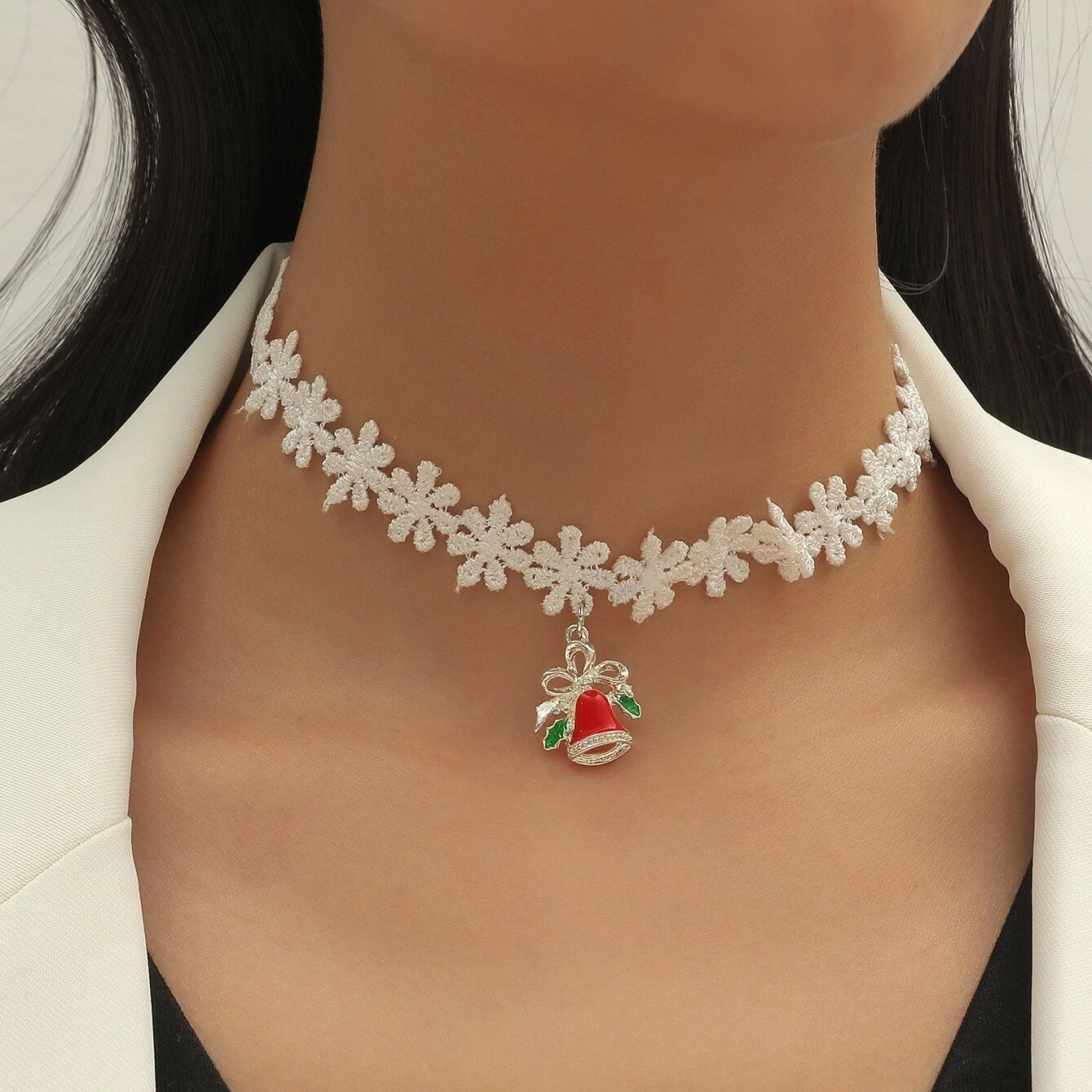 Wholesale Flower Christmas Bell Oil Drop Color Necklace ACC-NE-TuCai003