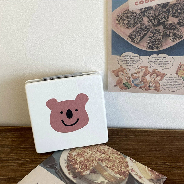 Wholesale Cartoon Double-sided Mirror PU Leather Portable Folding Small Mirror ACCVIP-MR-Haic003