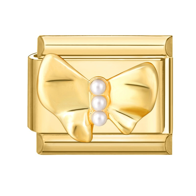 Wholesale Italian Beaded Bracelet 9mm DIY Splicing Removable Butterfly Pearl Stainless Steel Combinable Bracelet