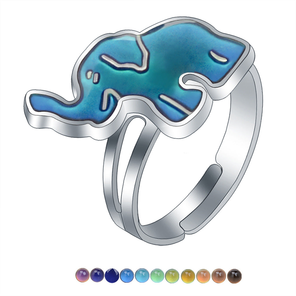 Wholesale Children's Princess Cartoon Cute Animal Temperature Sensitive Color Changing Ring ACC-RS-Hour001