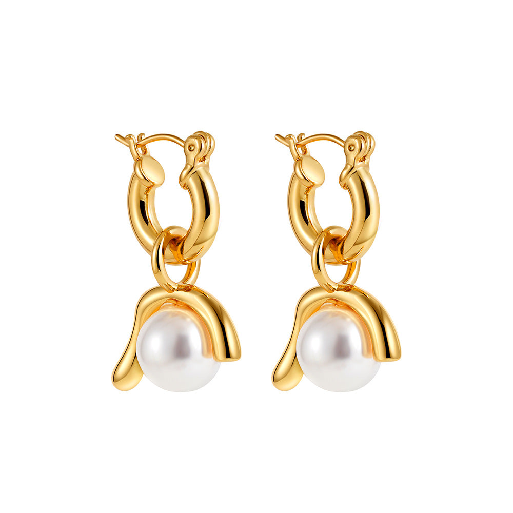 Wholesale  exaggerated large earrings natural pearl ear jewelry