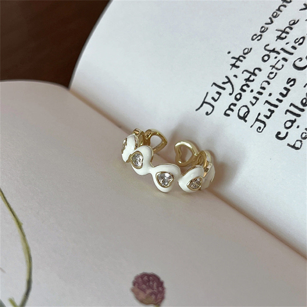 Wholesale Enamel Drip Butterfly Ring Mother-of-pearl Diamond Open Ring ACC-RS-Yues001