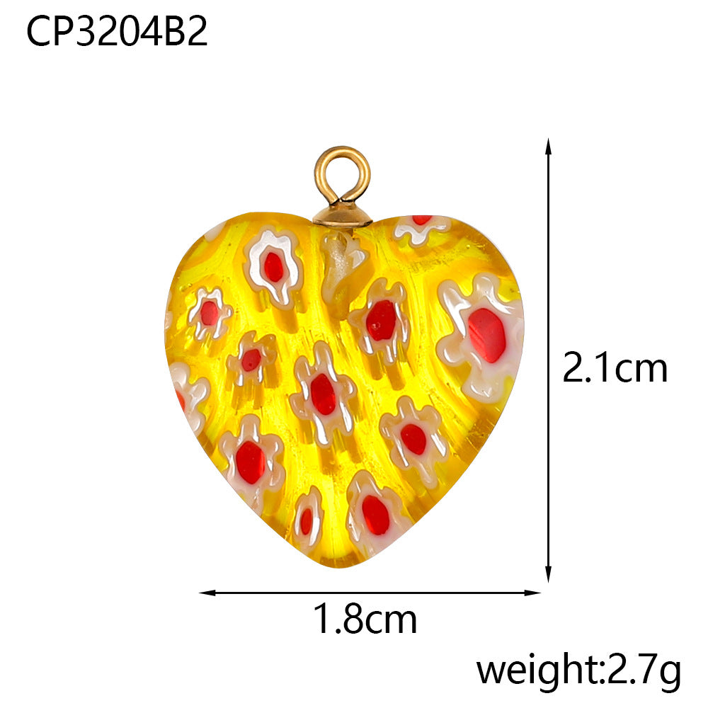 Wholesale Glazed Flower Ball Heart Diy Pendant