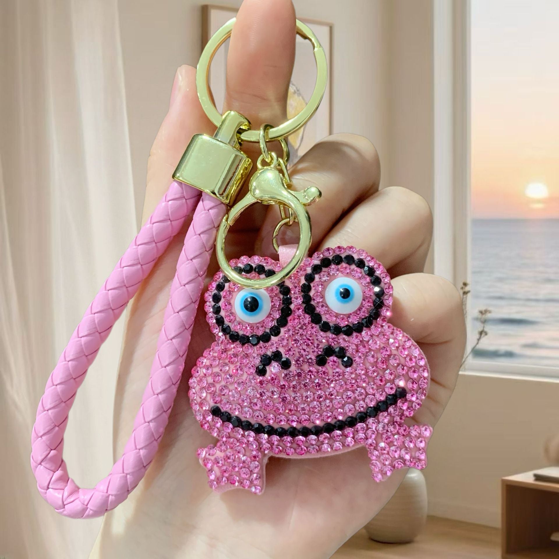 Wholesale Rhinestone Frog Keychain Full Diamond Leather Pendant Wedding Gift Fashion Accessory