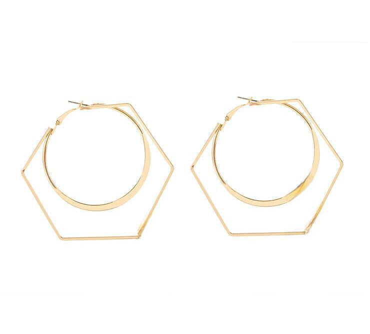 Wholesale  polygonal round geometric earrings