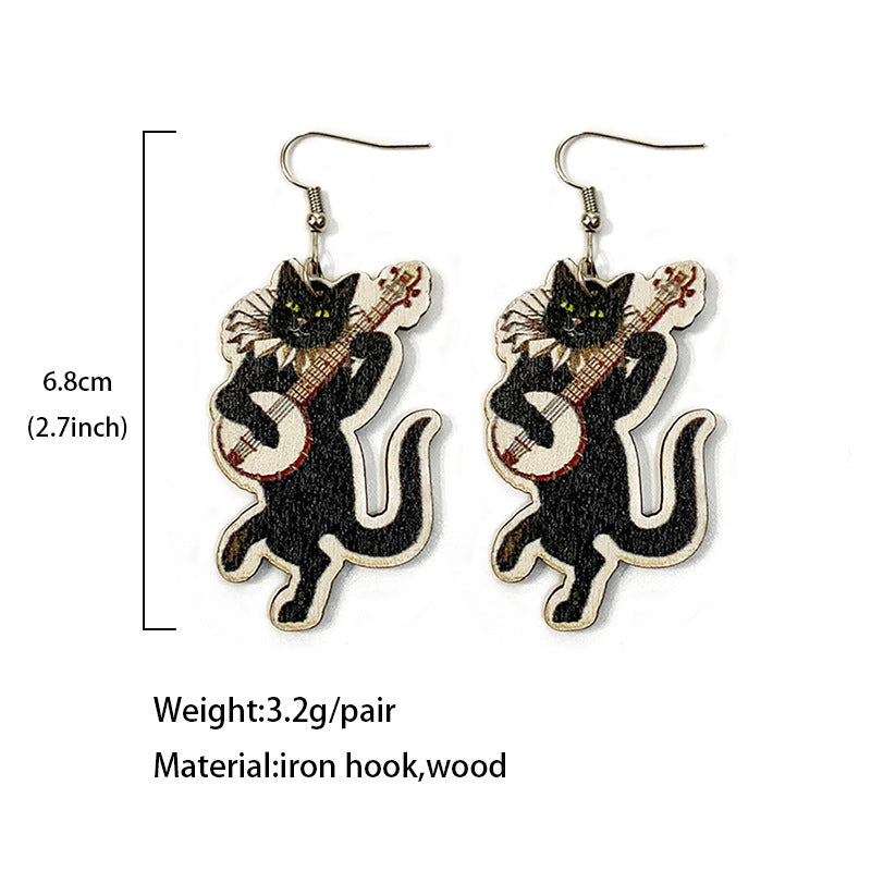Wholesale   Horror Evil Ghost Black Cat Pumpkin Earrings