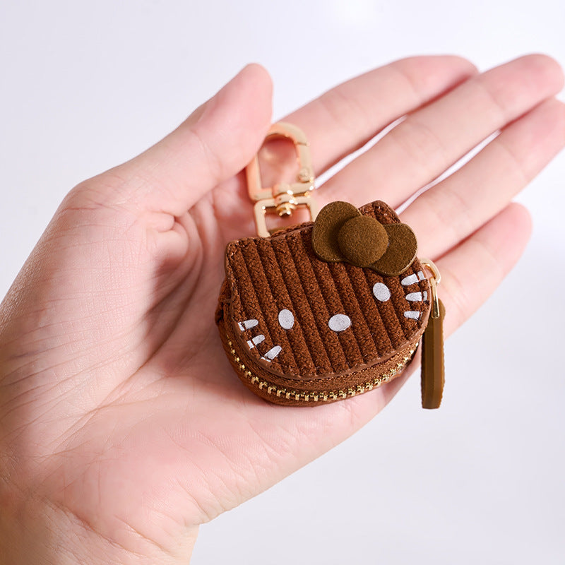 Wholesale Corduroy cartoon kitten bag keychain