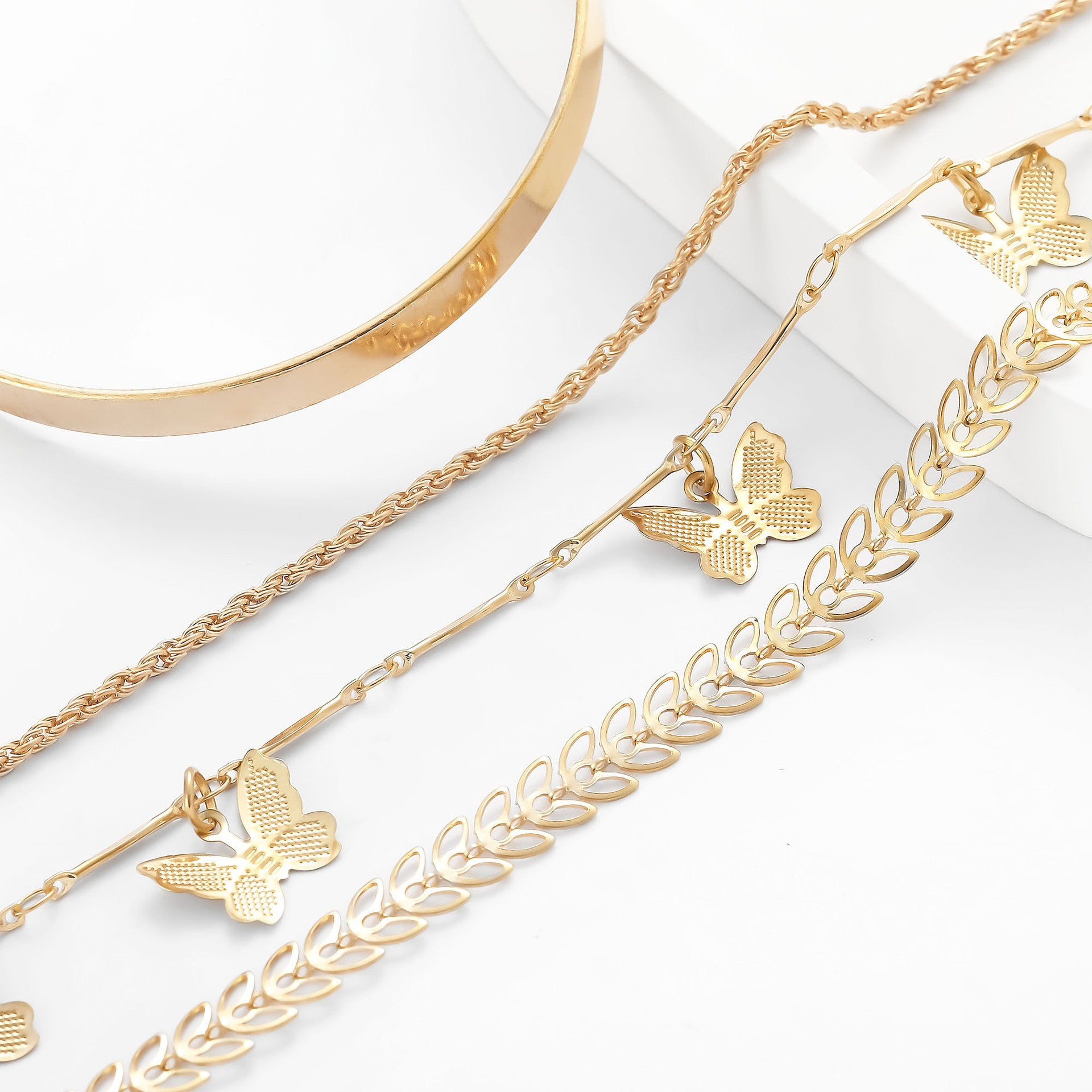 Wholesale Butterfly Leaf Twist 4-Piece Bracelet Set