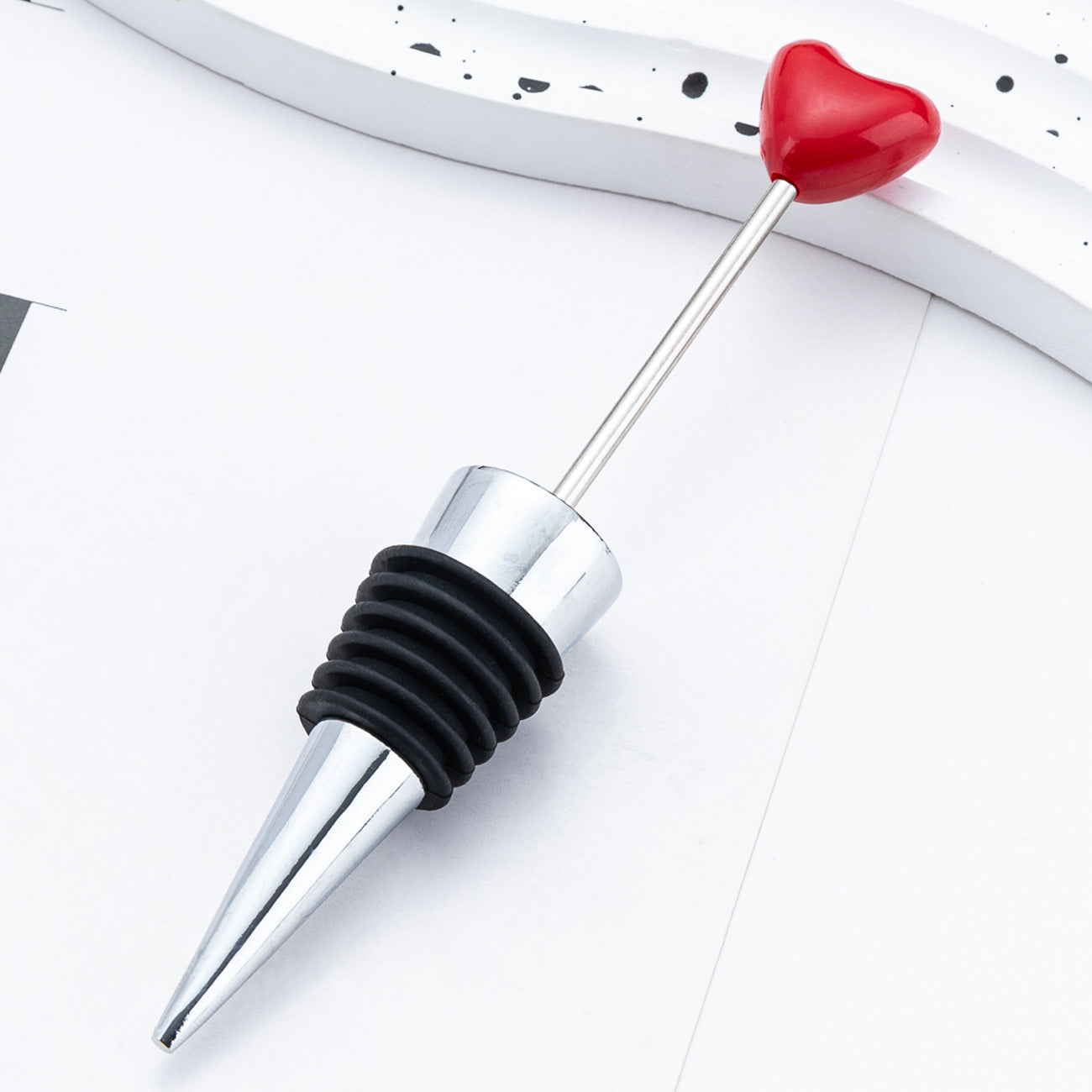 Wholesale DIY beadable Heart-Shaped Wine Stoppers