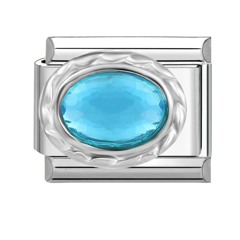 Wholesale 9mm Italian Charm Starter Bracelets DIY Imitation Gemstone Stainless Steel Composable Bracelet