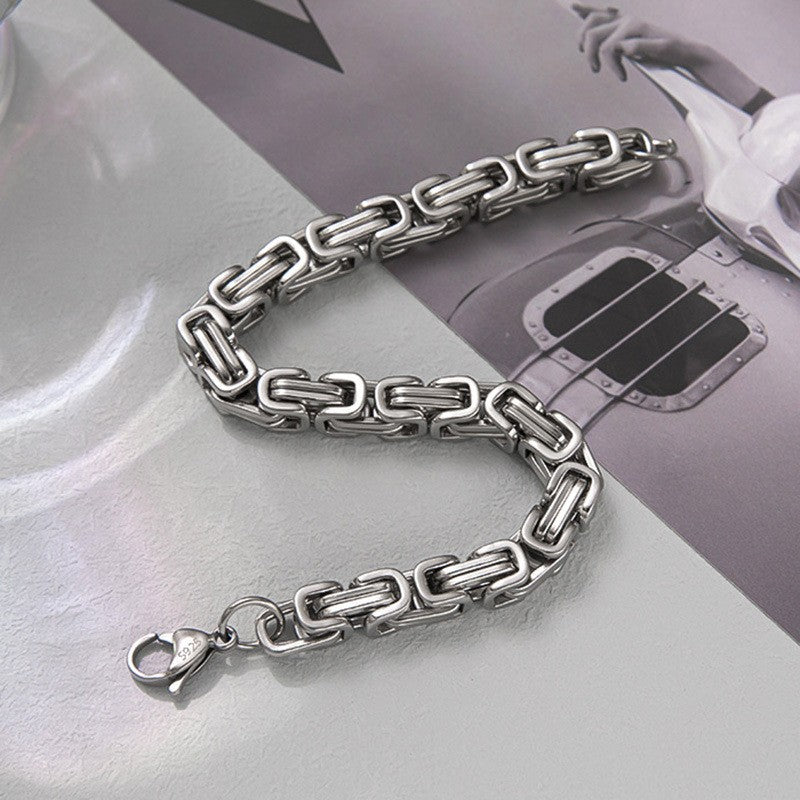 Wholesale Titanium Steel Bracelets Emperor Chain Men's Dragon Bone Hip Hop Silver Bracelet ACC-BT-Yima008