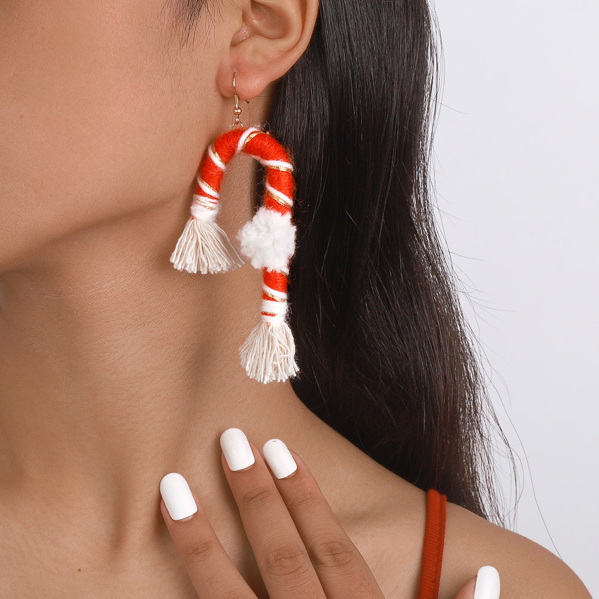 Wholesale Christmas crutches cartoon vintage earrings